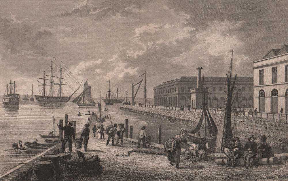 Sheerness, from the pier. Kent. BAYNES 1829 old antique vintage print picture